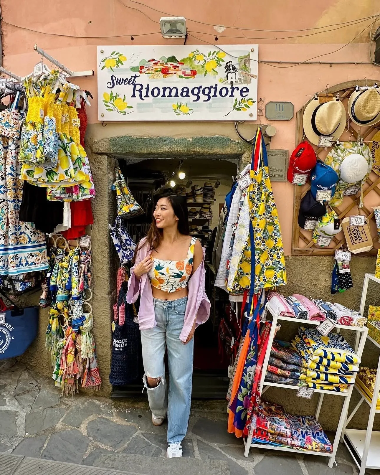 Sunset over the seaside cliffs of Cinque Terre
