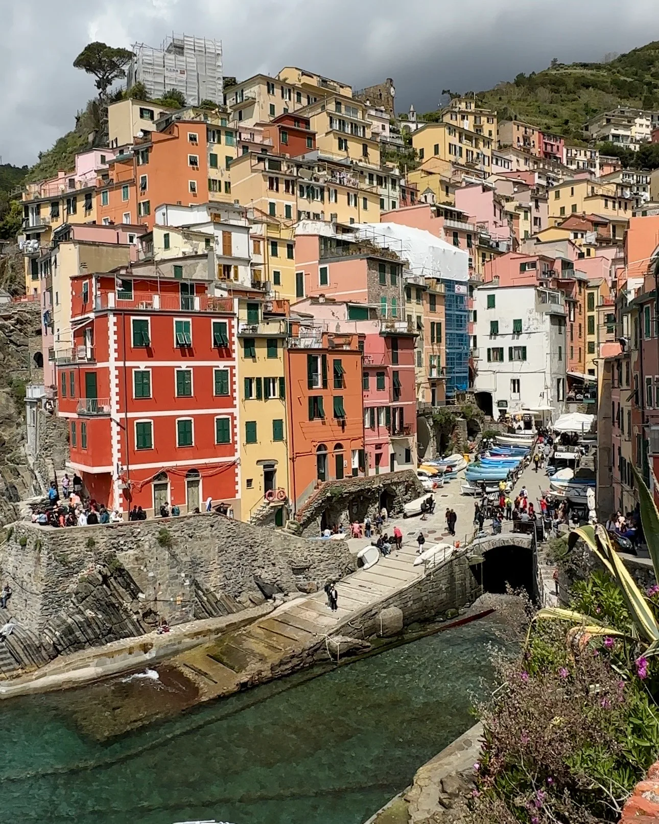 Golden hour sunset at Riomaggiore harbor