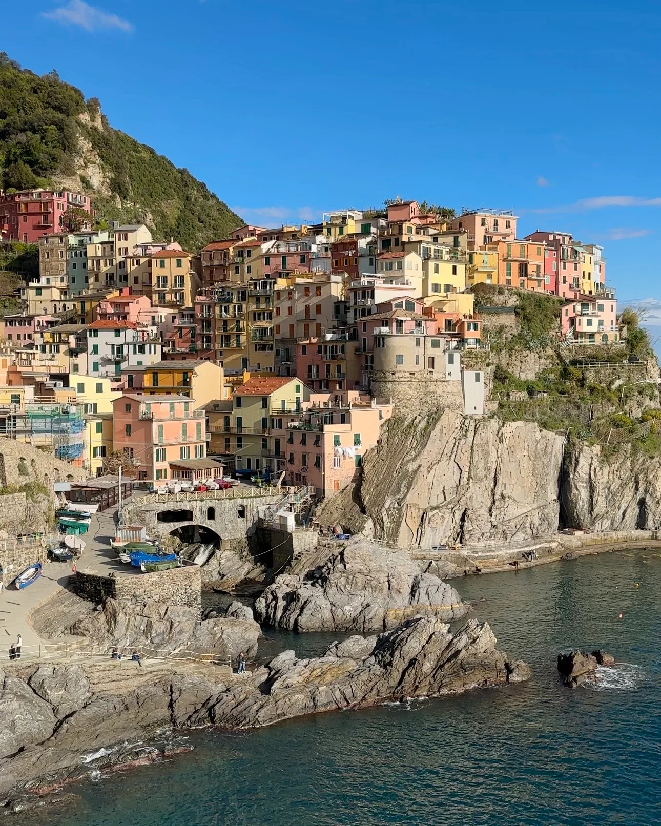 Panoramic view of Manarola from the hiking trail above the village