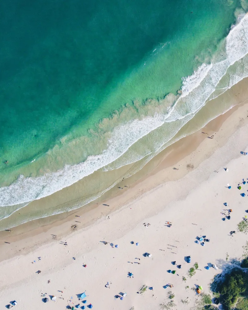 Overhead drone shot of the beach