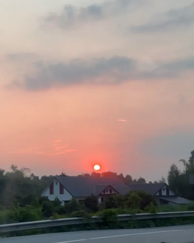 View of Sapa's sunset from a highway